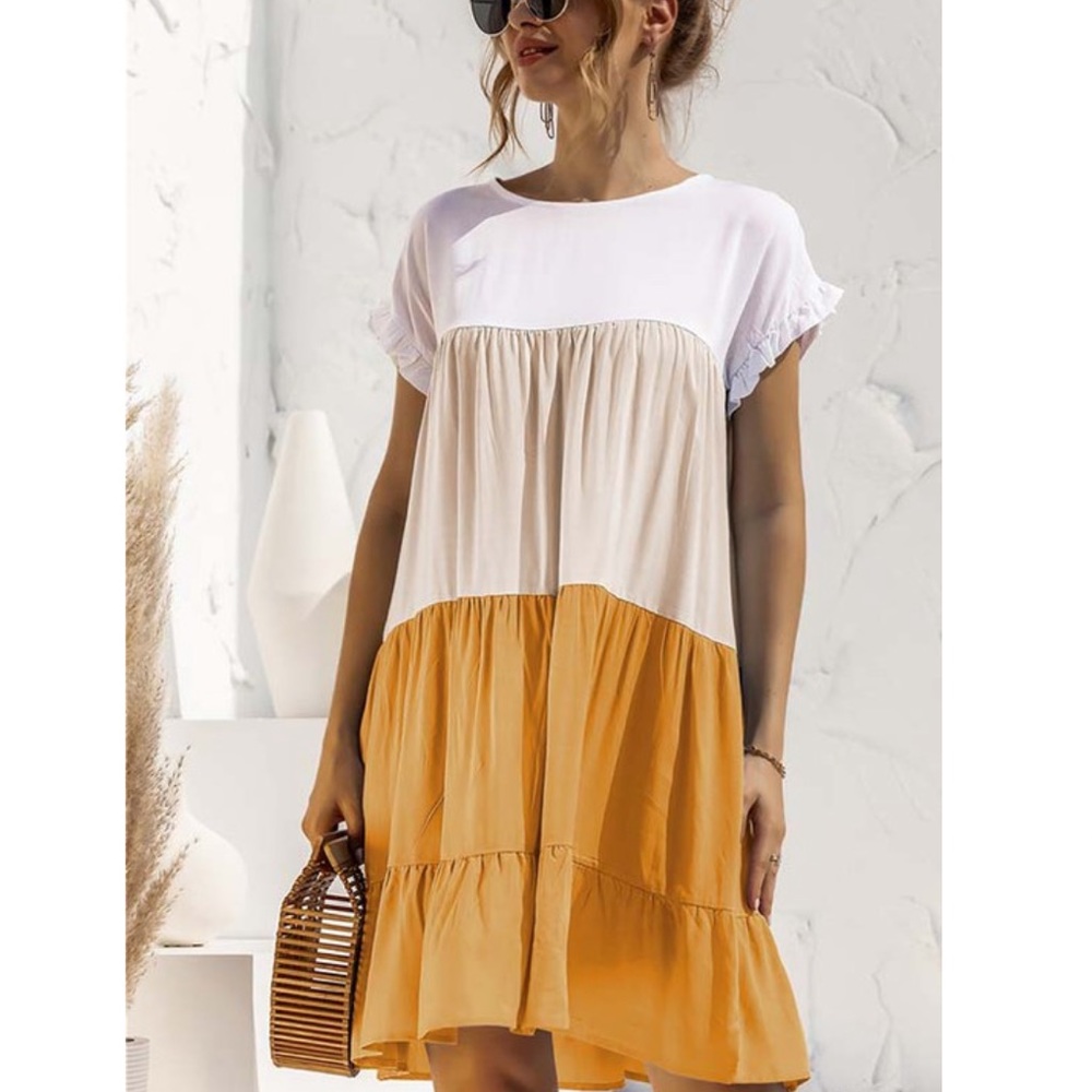 Boho spring summer ruffle trim mini dress - Picture 10 of 12